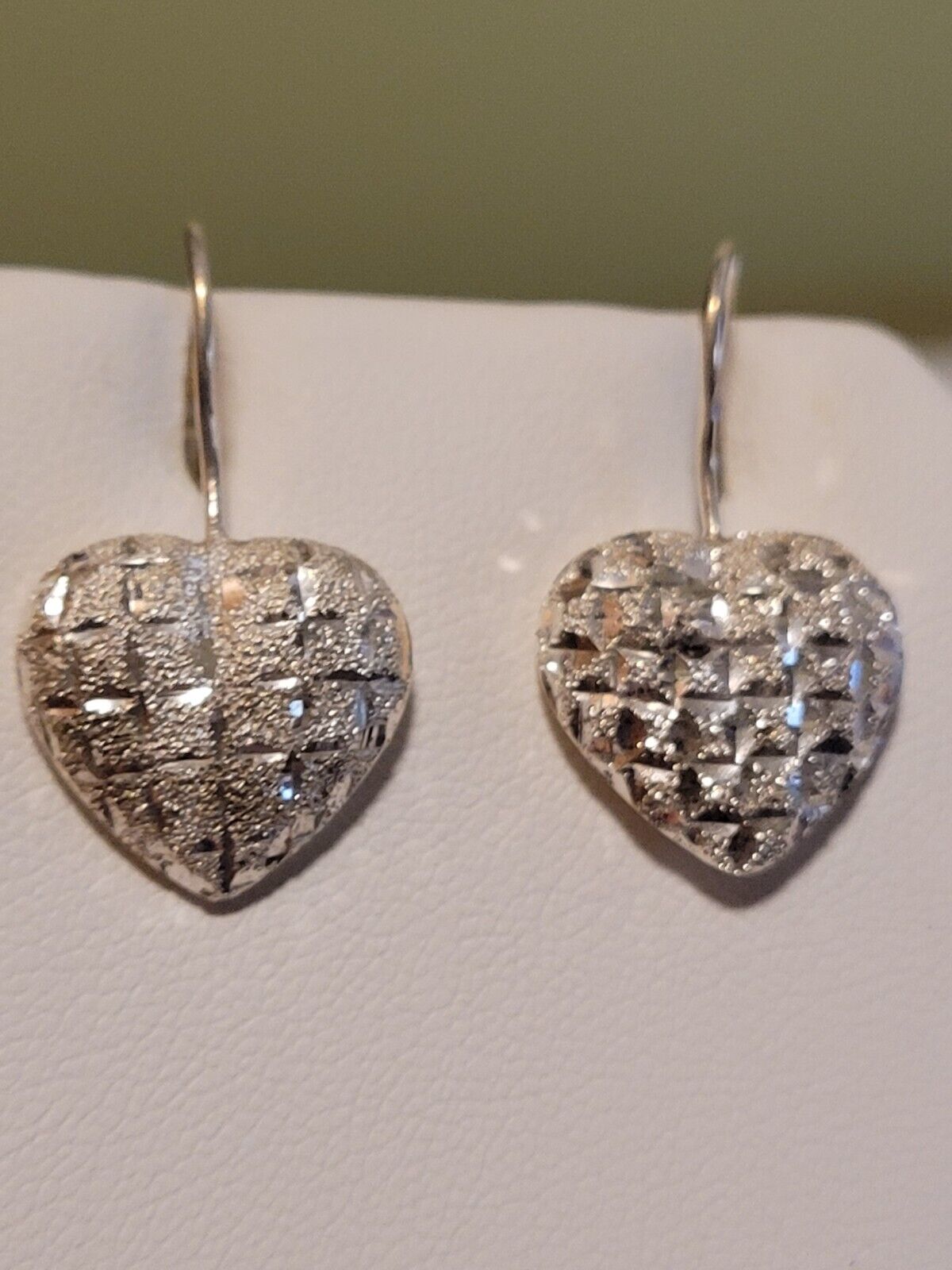 Heart Shaped Sterling Silver Diamond Cut Earrings - image 1