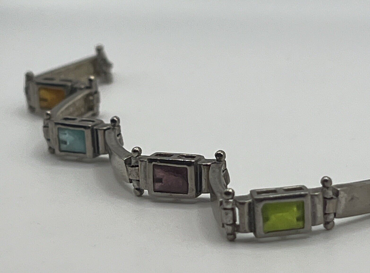 Multi-Stone Sterling Silver 925  Bracelet - image 9