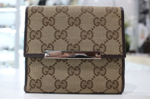 GUCCI GG Brown Canvas Bifold Compact Wallet - image 1