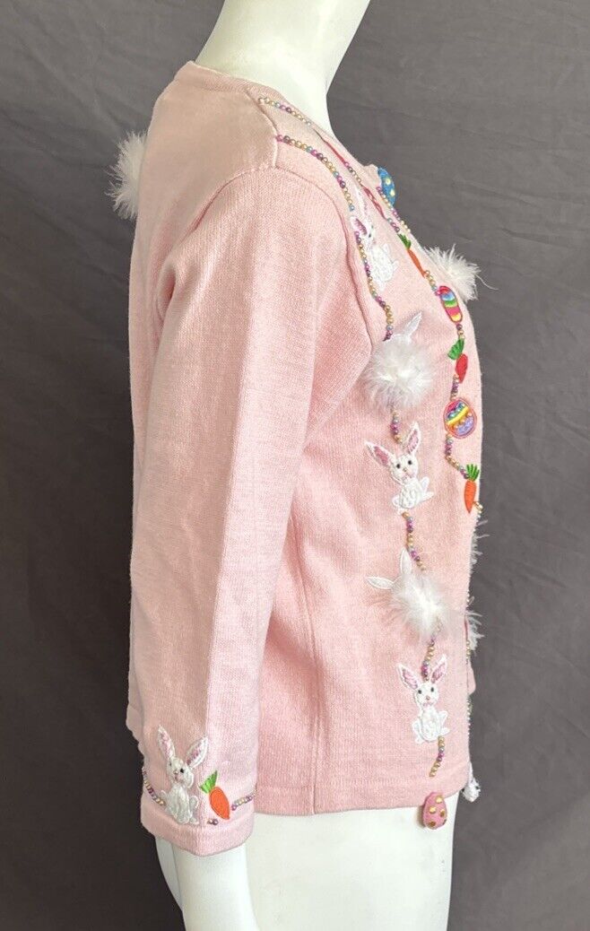 Vintage Jack B. Quick Easter Bunny Appliqué Cardi… - image 3