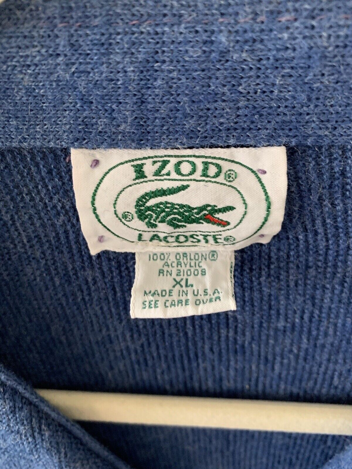 Vintage IZOD Lacoste Cardigan Blue USA Tag sz XL … - image 2