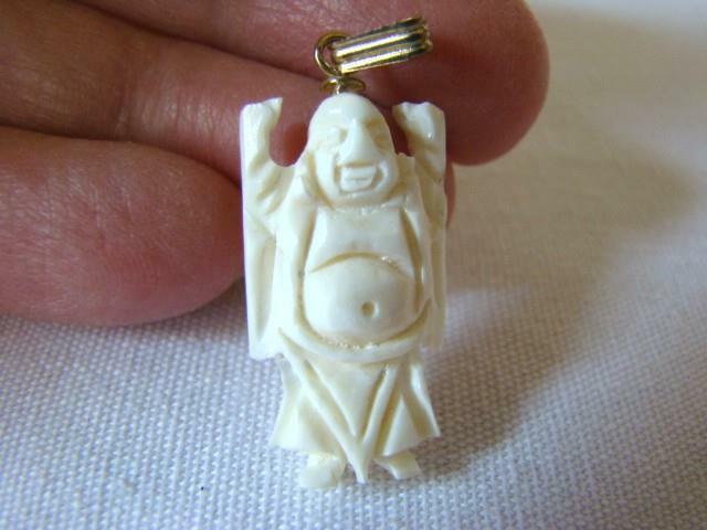 Vintage Finely Carved Celluloid LAUGHING BUDDHA P… - image 1