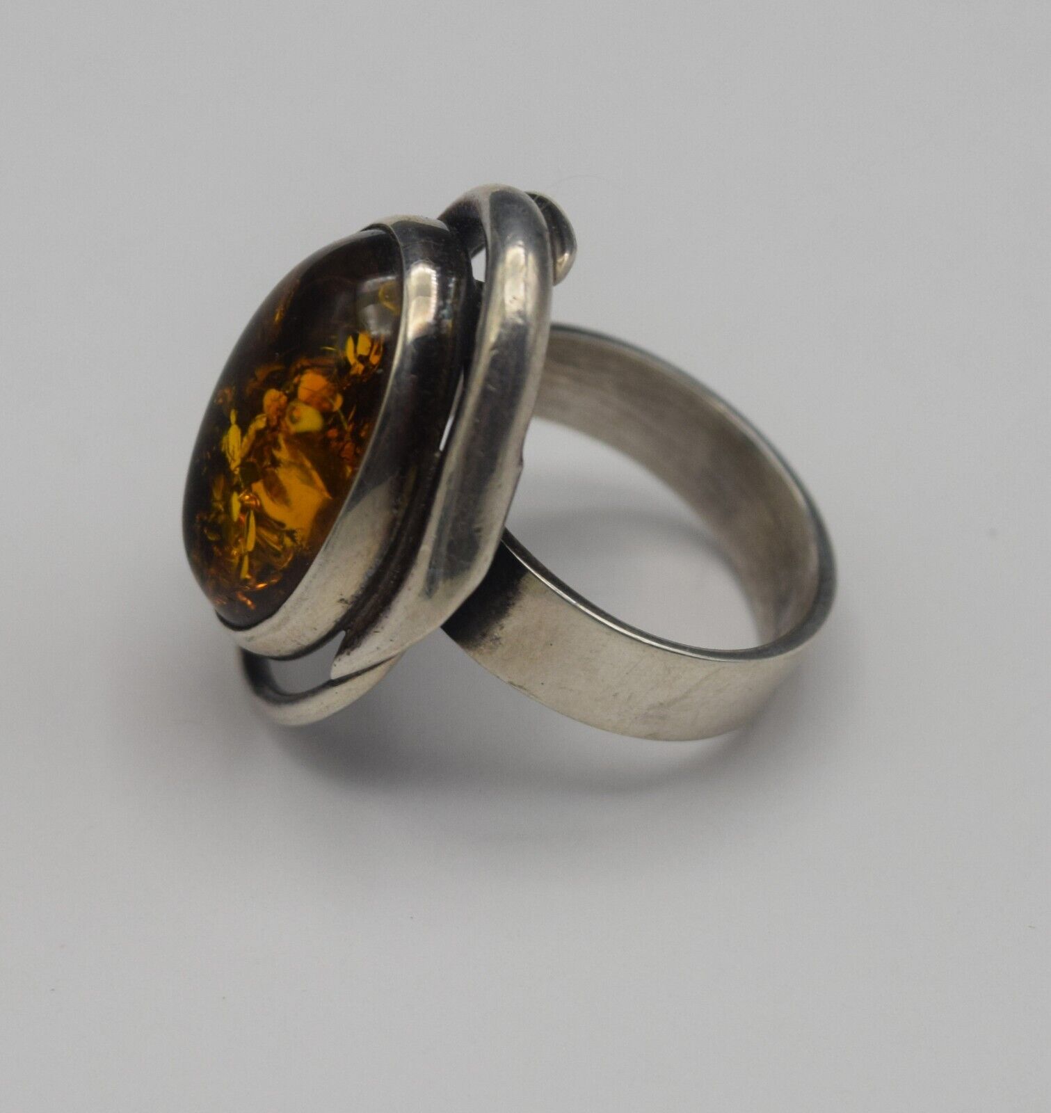 BALTIC AMBER STERLING SILVER MODERN RING SIZE 8 C… - image 3