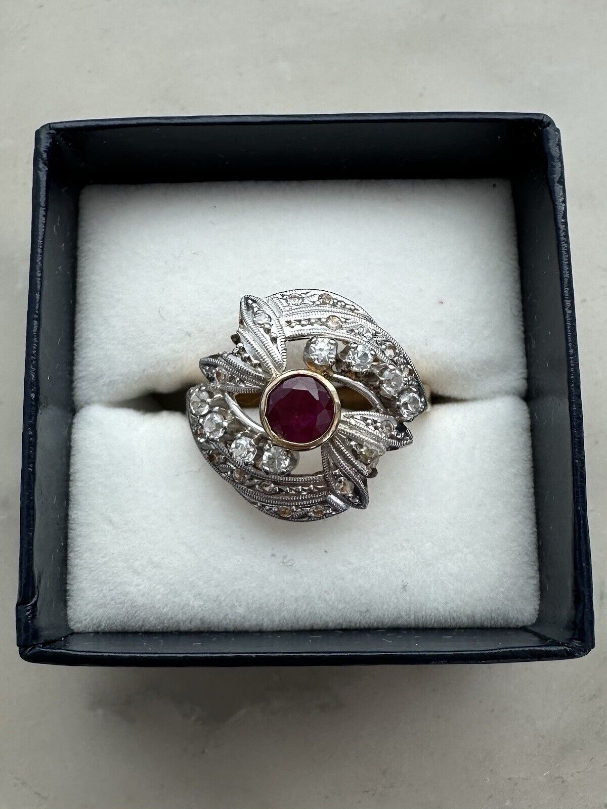 14K Yellow Gold Ruby and Diamond Ring - image 1