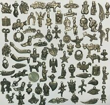 100 Milagro Charms Mexican Folk Art DARK Antique SILVER/BLACK Exvoto Retablo