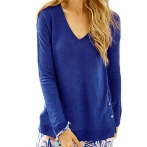 Lilly Pulitzer Liesel Blue Linen pullover Sweater… - image 1