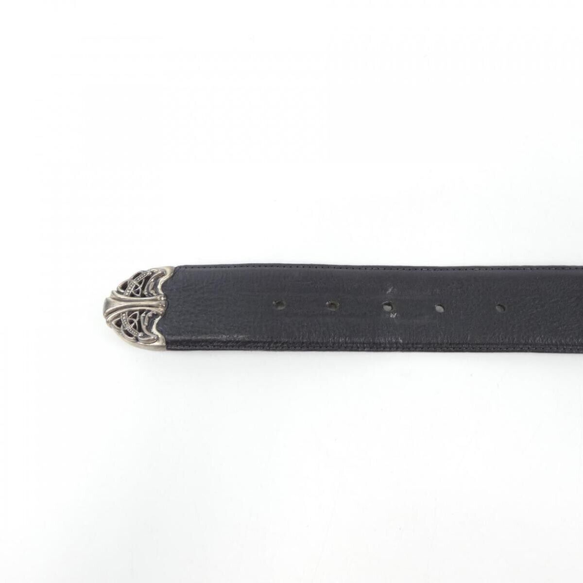 CHROME HEARTS Silver 925 leather black Belt #735 - image 4