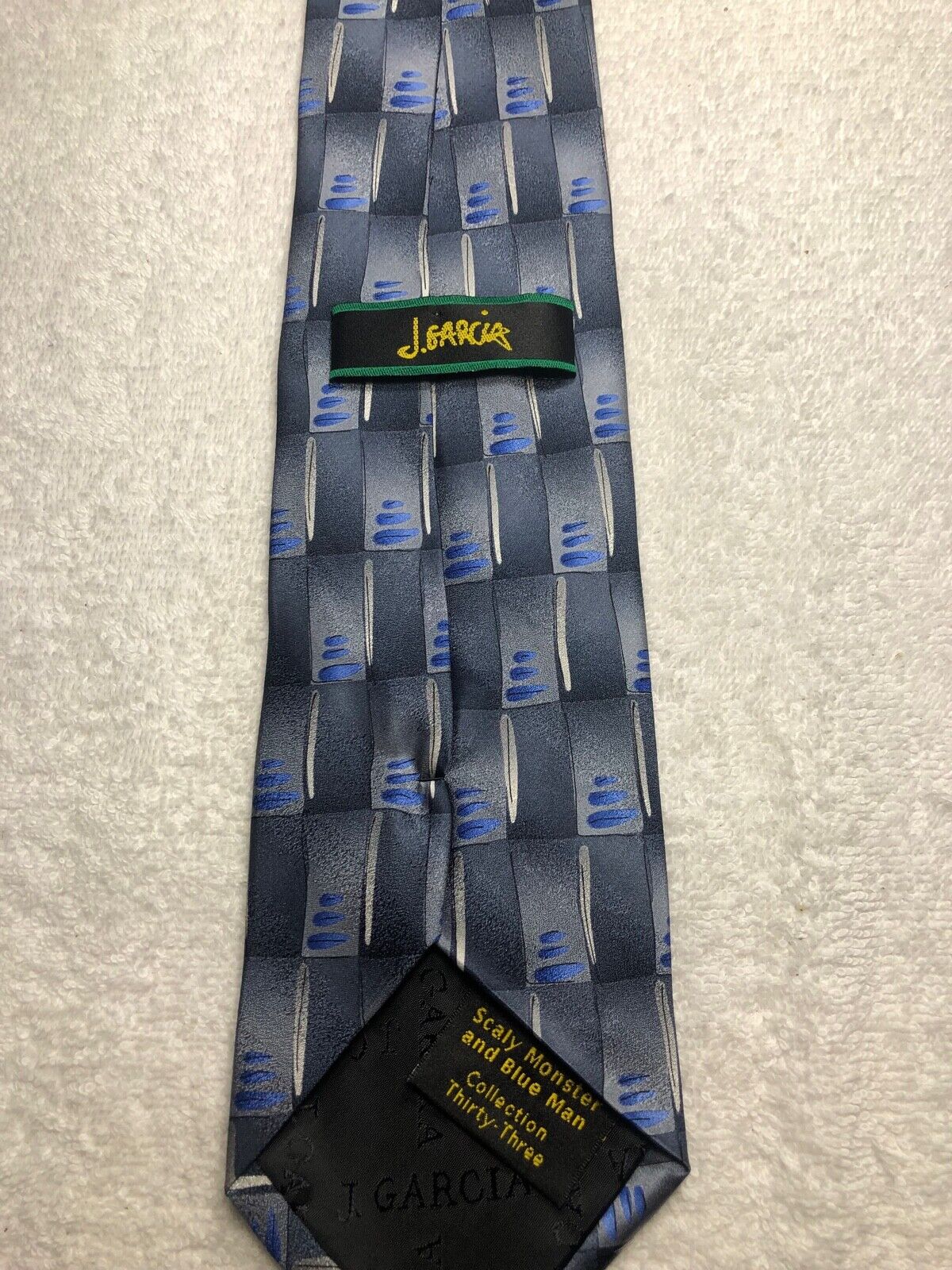 J GARCIA MENS TIE GRAY BLUE WHITE 3.75 X 60 - image 4