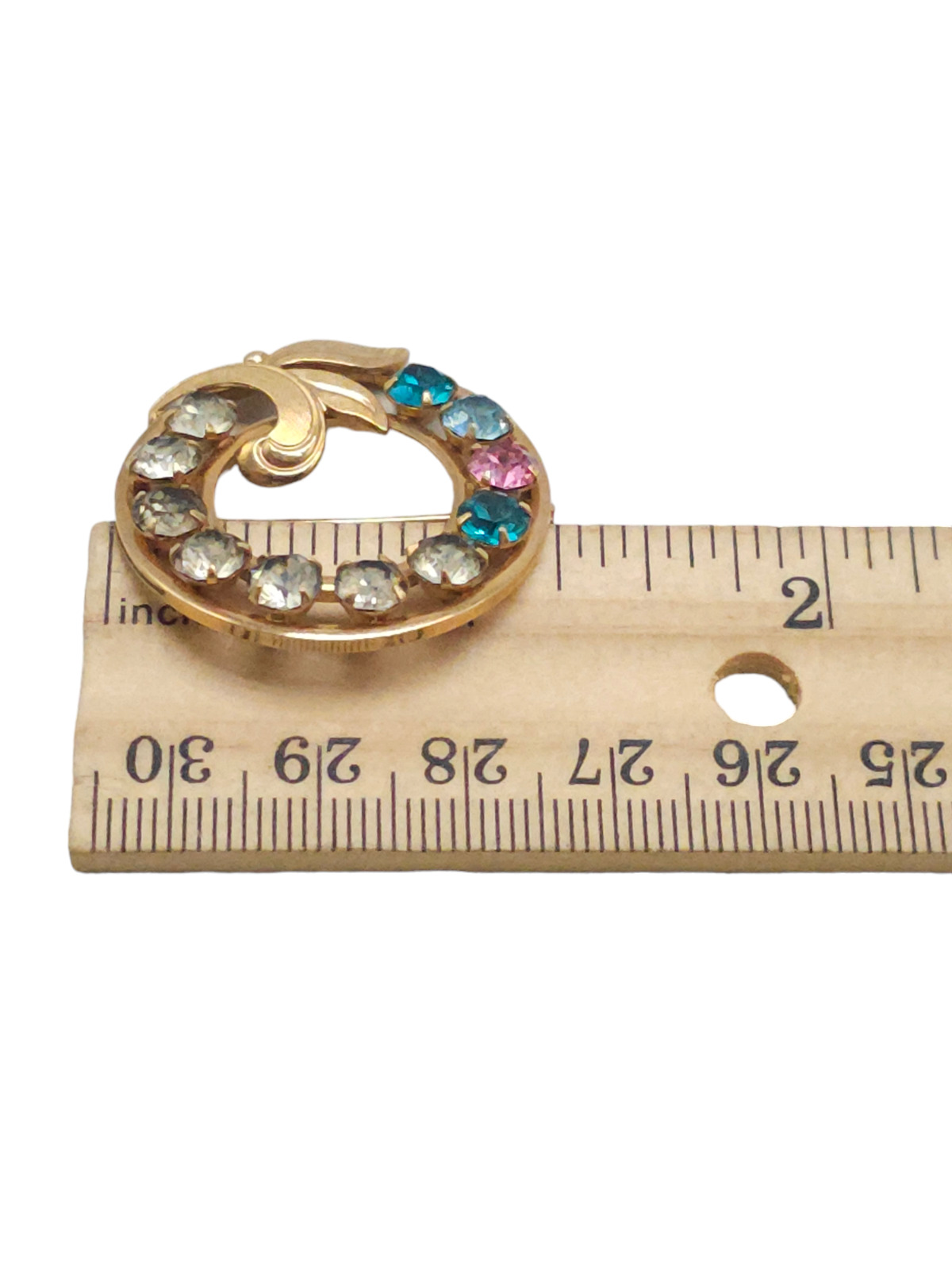 Van Dell 12k Gold Filled Multicolor Rhinestone Ci… - image 5