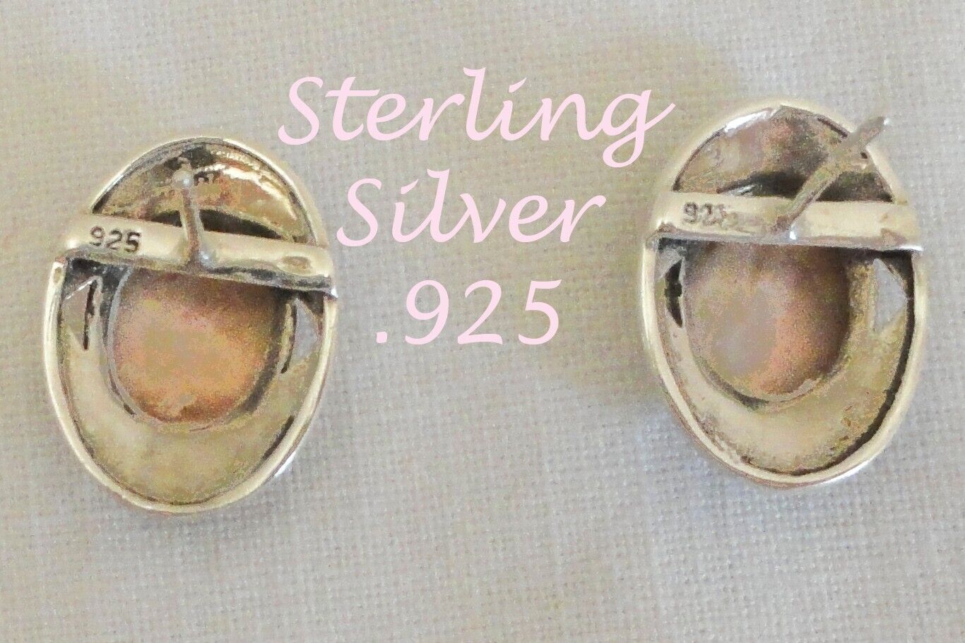 VTG Sterling Silver .925 Pink Quartz Marcasite Bo… - image 6