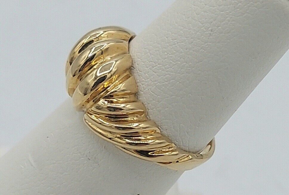 14K Yellow Gold Polished Scalloped Dome Ring - image 3