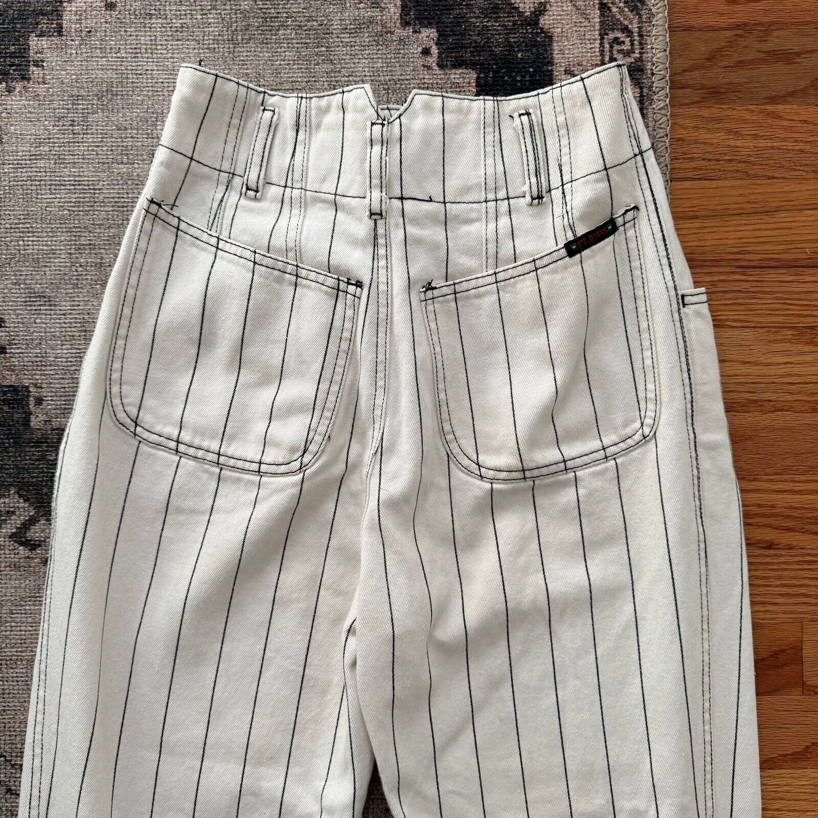 Vintage 1990s Women's High Waisted Striped Jeans,… - image 5