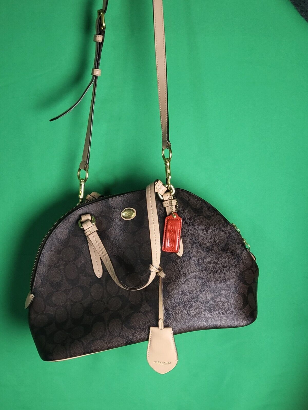 COACH Peyton Signature Cora Domed Satchel Handbag… - image 2