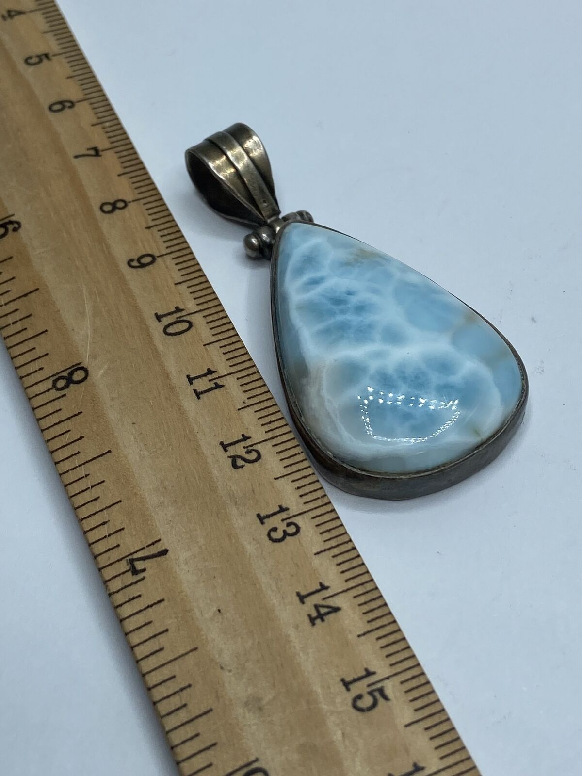 Sterling silver Larimar Large Teardrop Pendant 17… - image 6