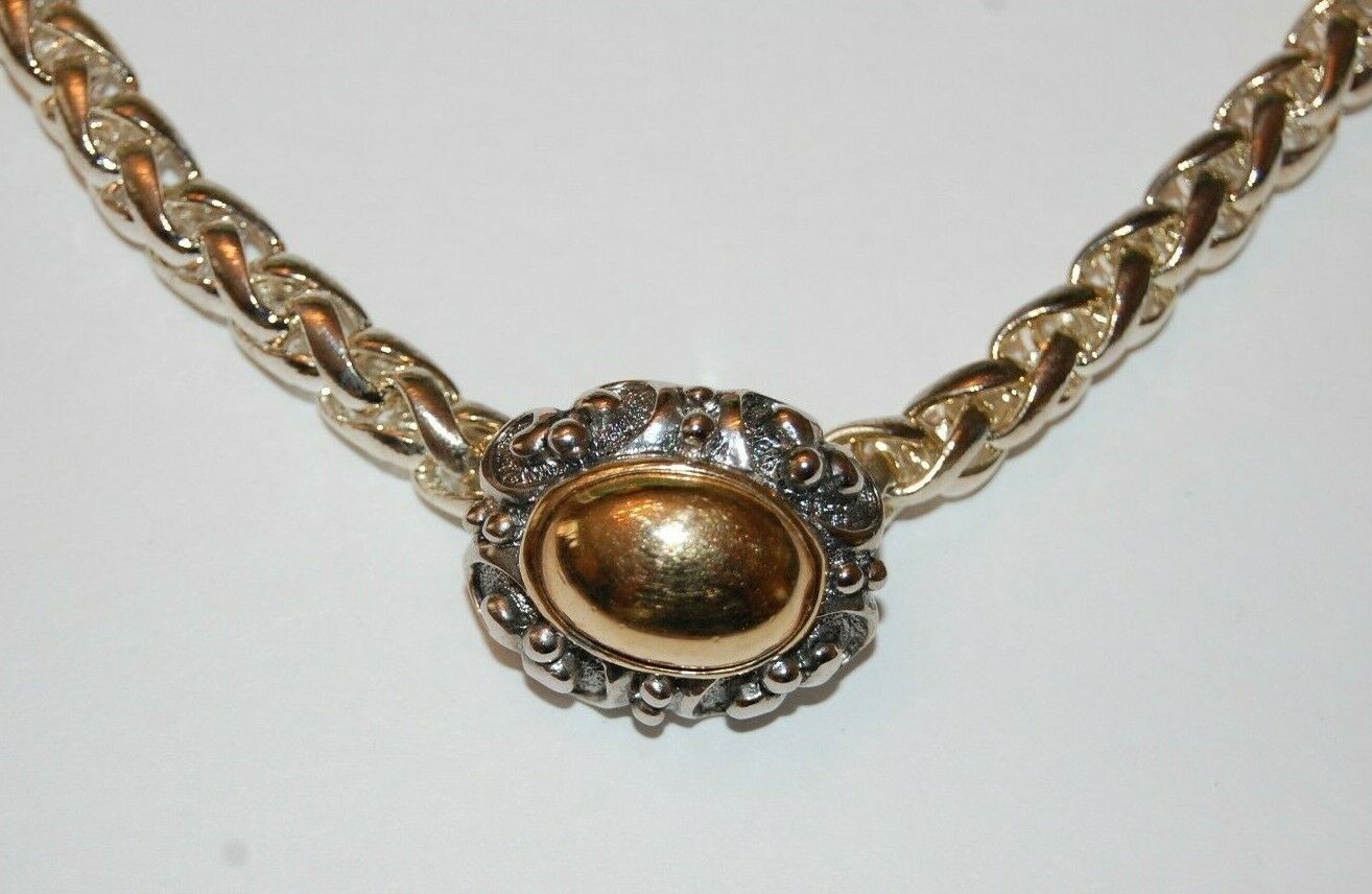 ELEGANT VTG COUTURE OVAL CABOCHON PENDANT SILVER … - image 11