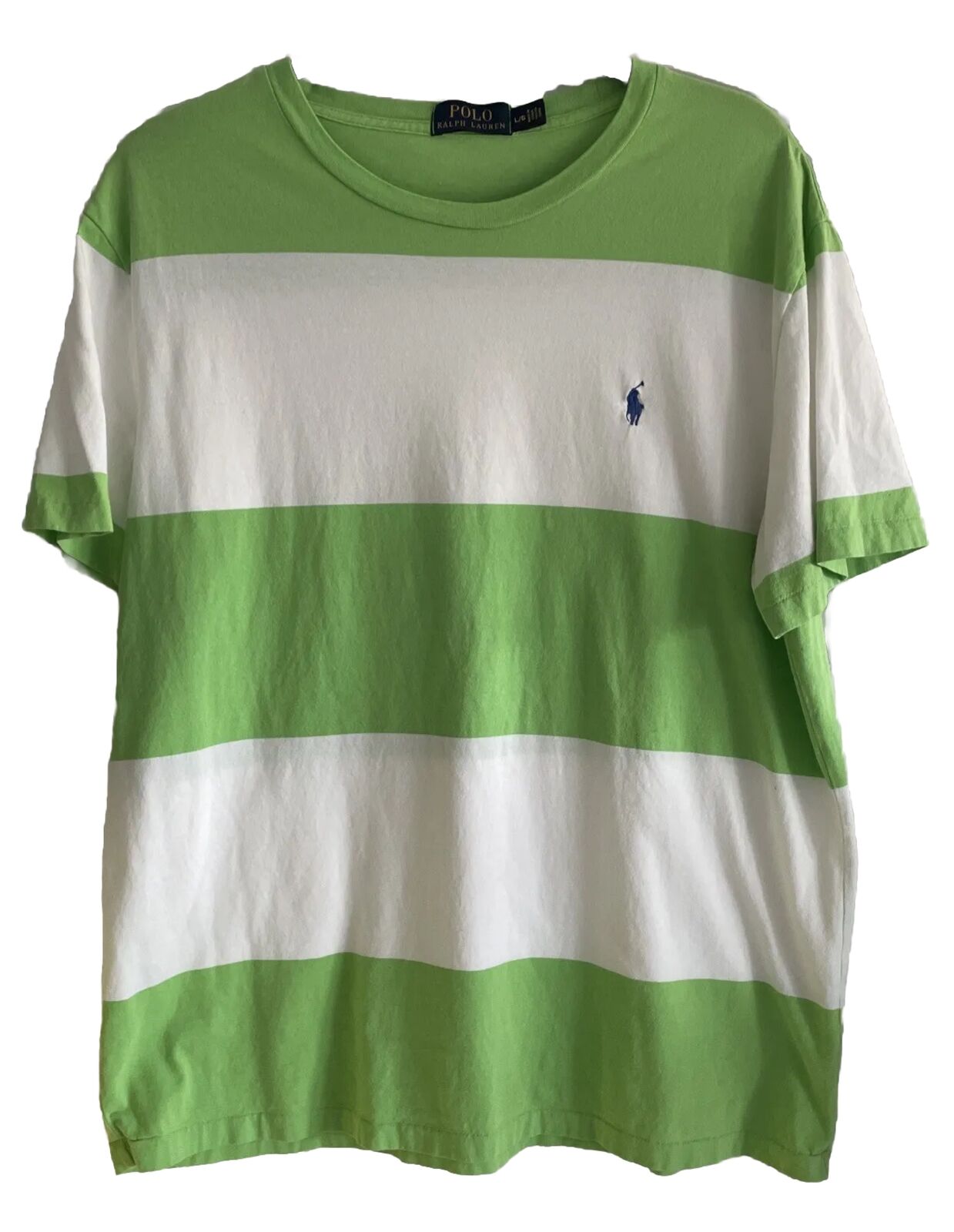 Polo Ralph Lauren Pony Shirt Sz L Green/White Wid… - image 4