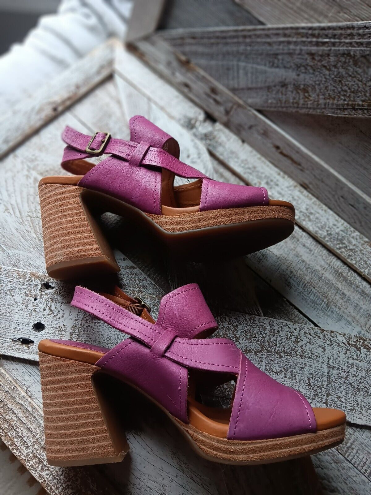 KORK -EASE Halley Purple Leather Chunky Sandals S… - image 5