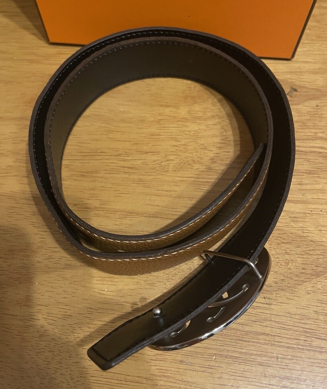 USED AUTHENTIC HERMES REVERSIBLE BELT SIZE 80 - image 4