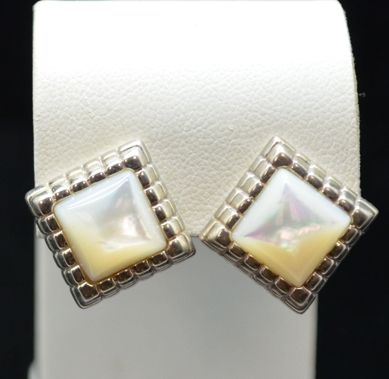 Sterling Silver Beautiful White Stone Earrings #F… - image 1