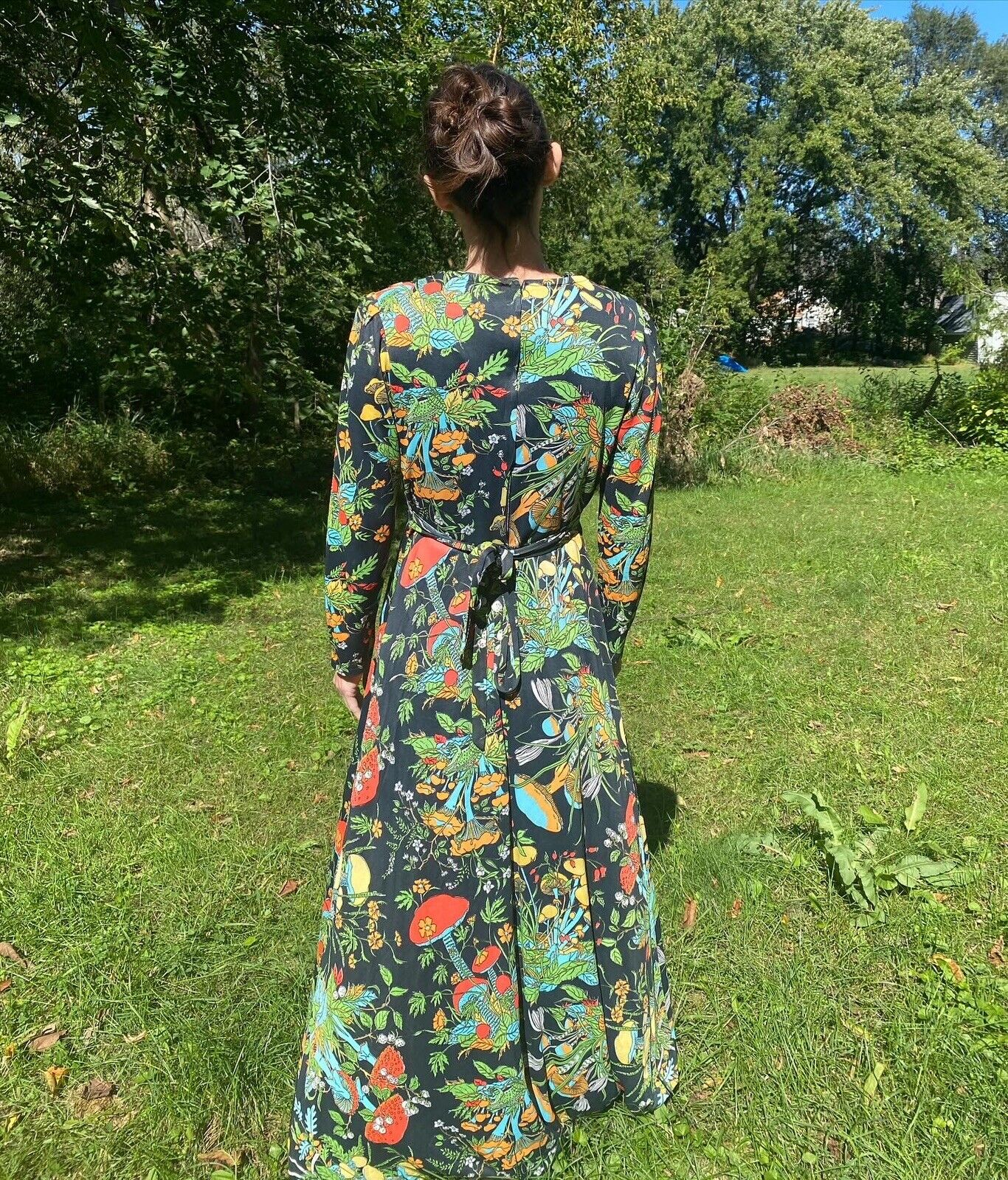 1970s Botanical Mushroom Print Dress - image 8