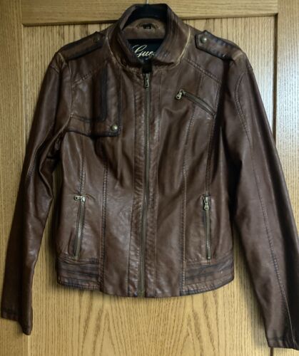 Guess faux leather camel cognac brown moto jacket… - image 1