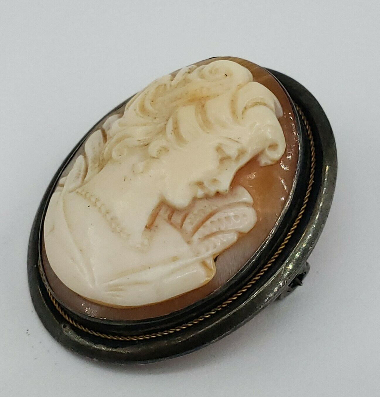 Sterling Silver Pin Brooch Pendant Cameo Victoria… - image 5