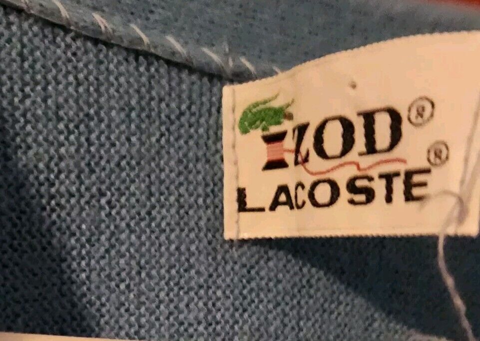 Izod Lacoste Cardigan Sweater Vintage Acrylic Blue - image 4