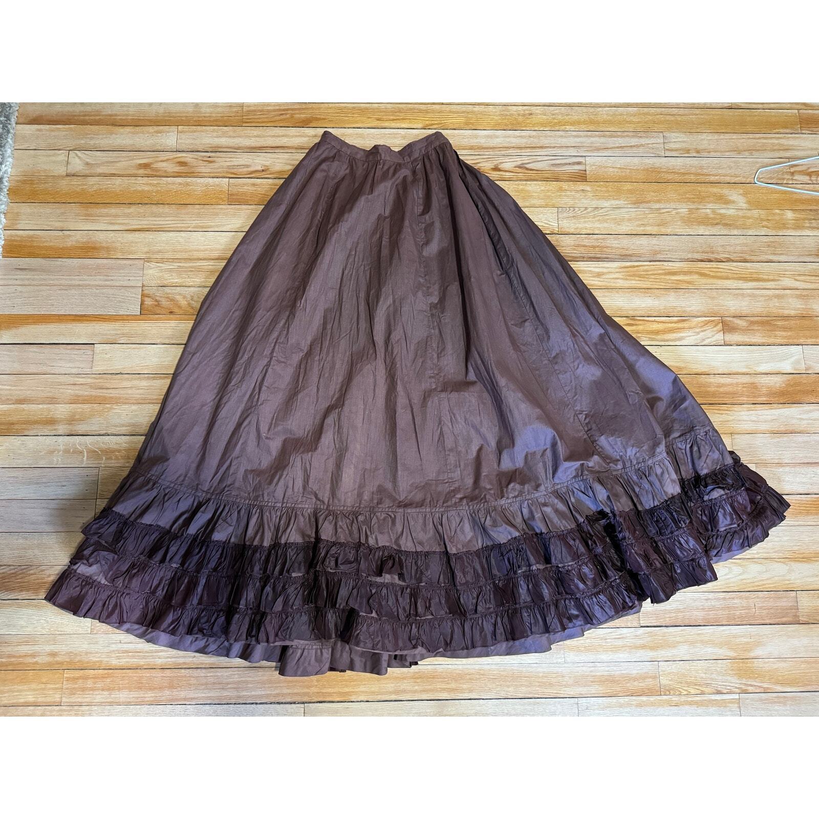 Antique 1800s Victorian Brown Ruffled Petticoat/U… - image 9