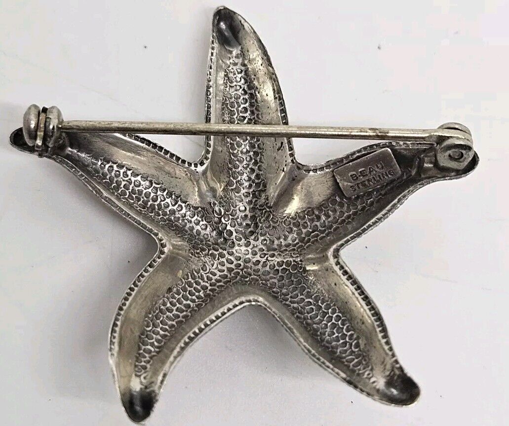 Vintage Sterling Silver .925 STARFISH Figural Bro… - image 9