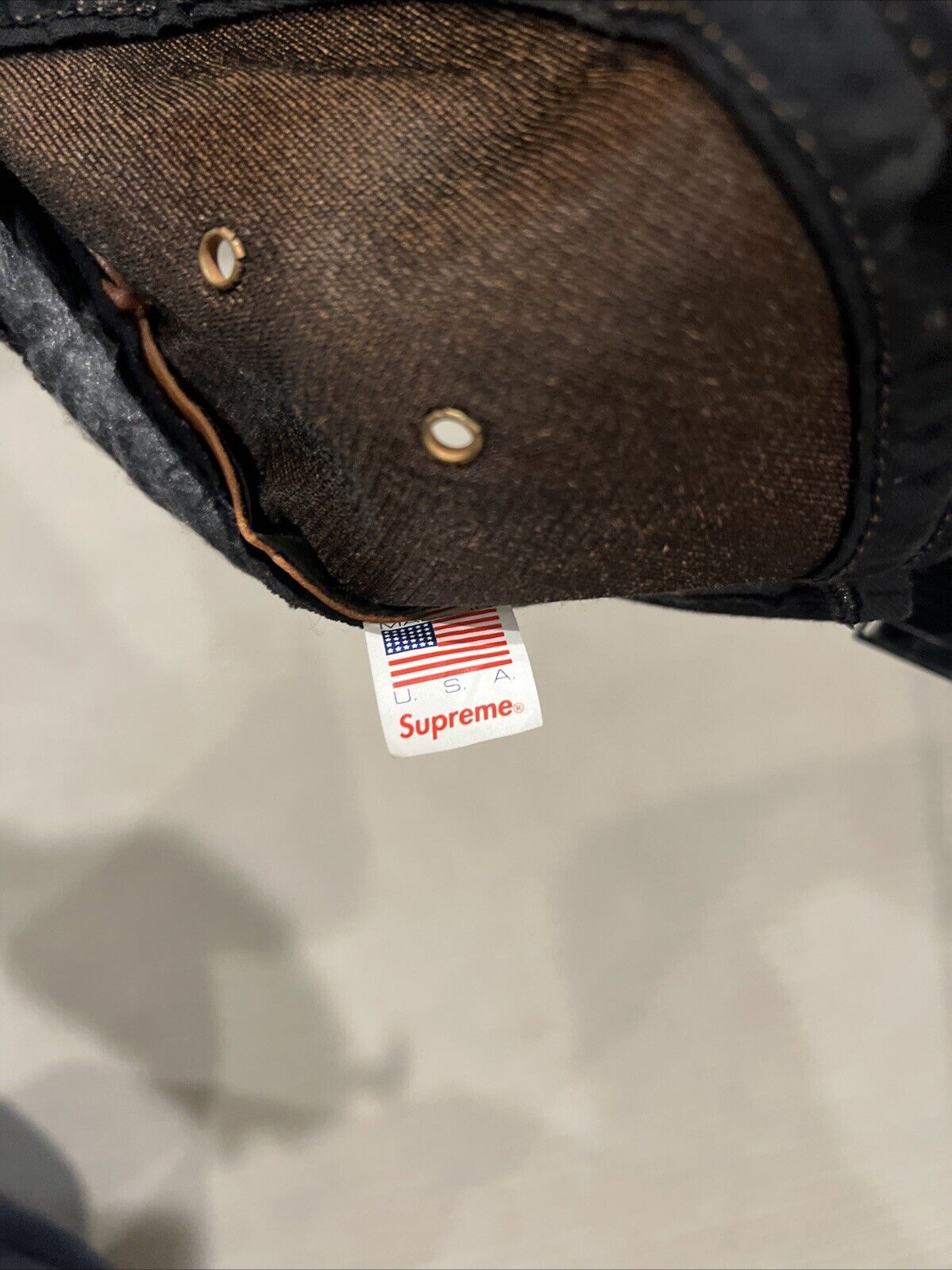 supreme hat leather used brown - image 5