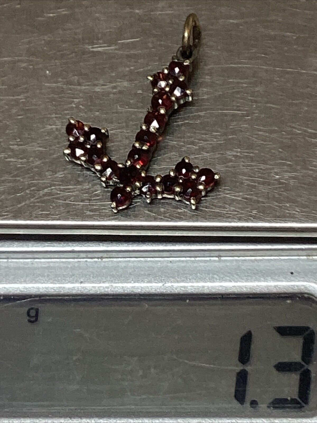 Antique Bohemian Garnets Charm Anchor  1” - image 2