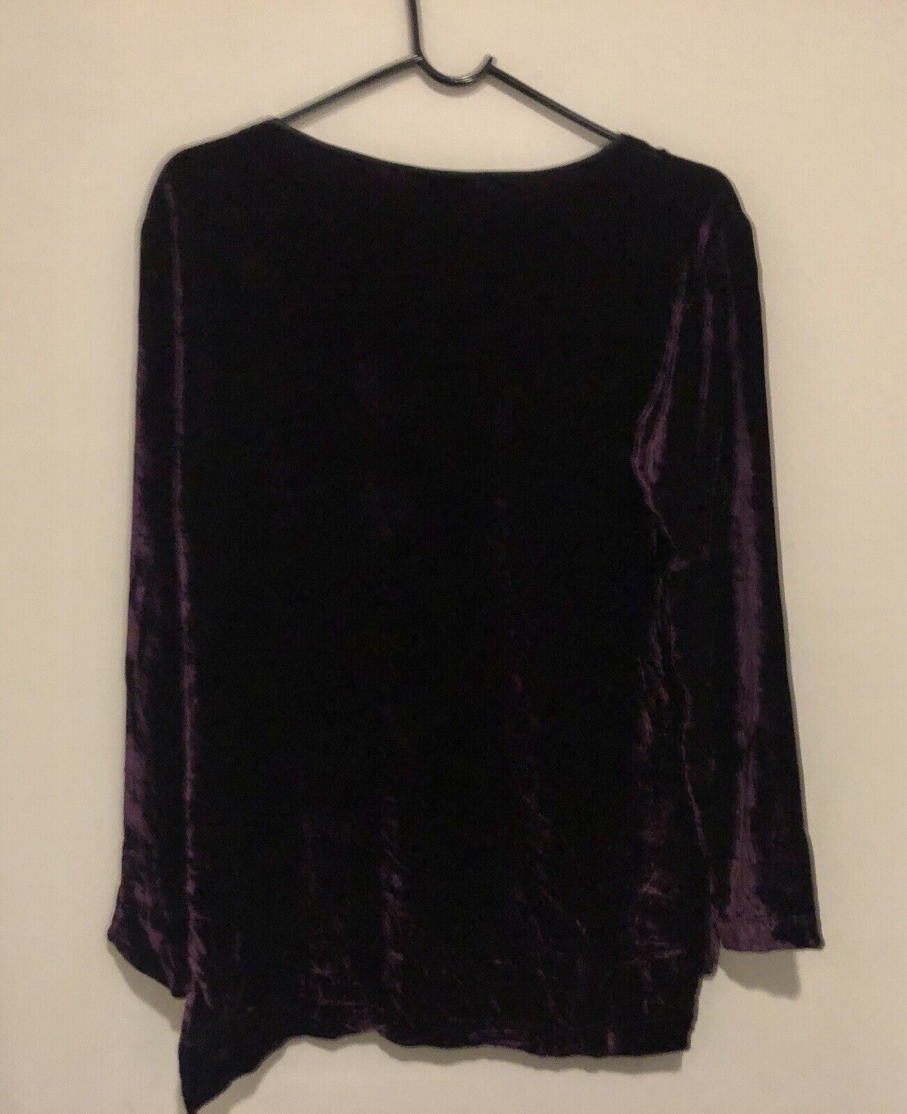 Theory Tehya Crushed Velvet Tunic Top Purple Sz P - image 3