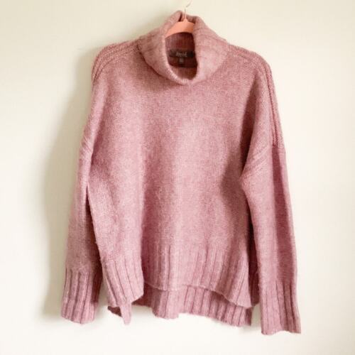 Marled Lavender Pink Cowl neck Split Hem Sweater … - image 1