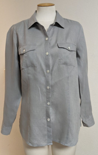 Women's J.JILL Love Linen 100% Linen Light Gray Bu