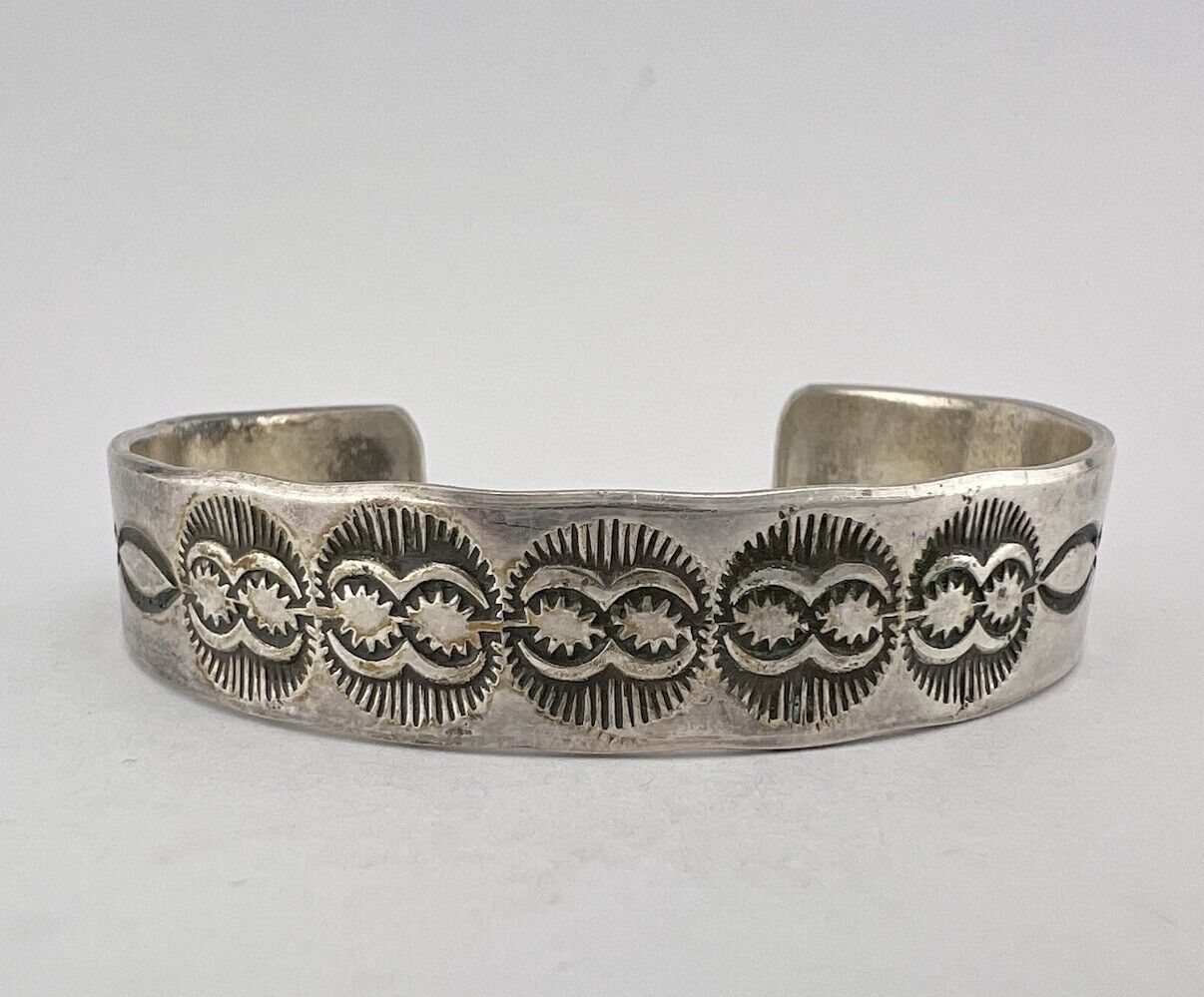 Vtg Thomas Francisco NAVAJO Sterling Silver Deep … - image 1