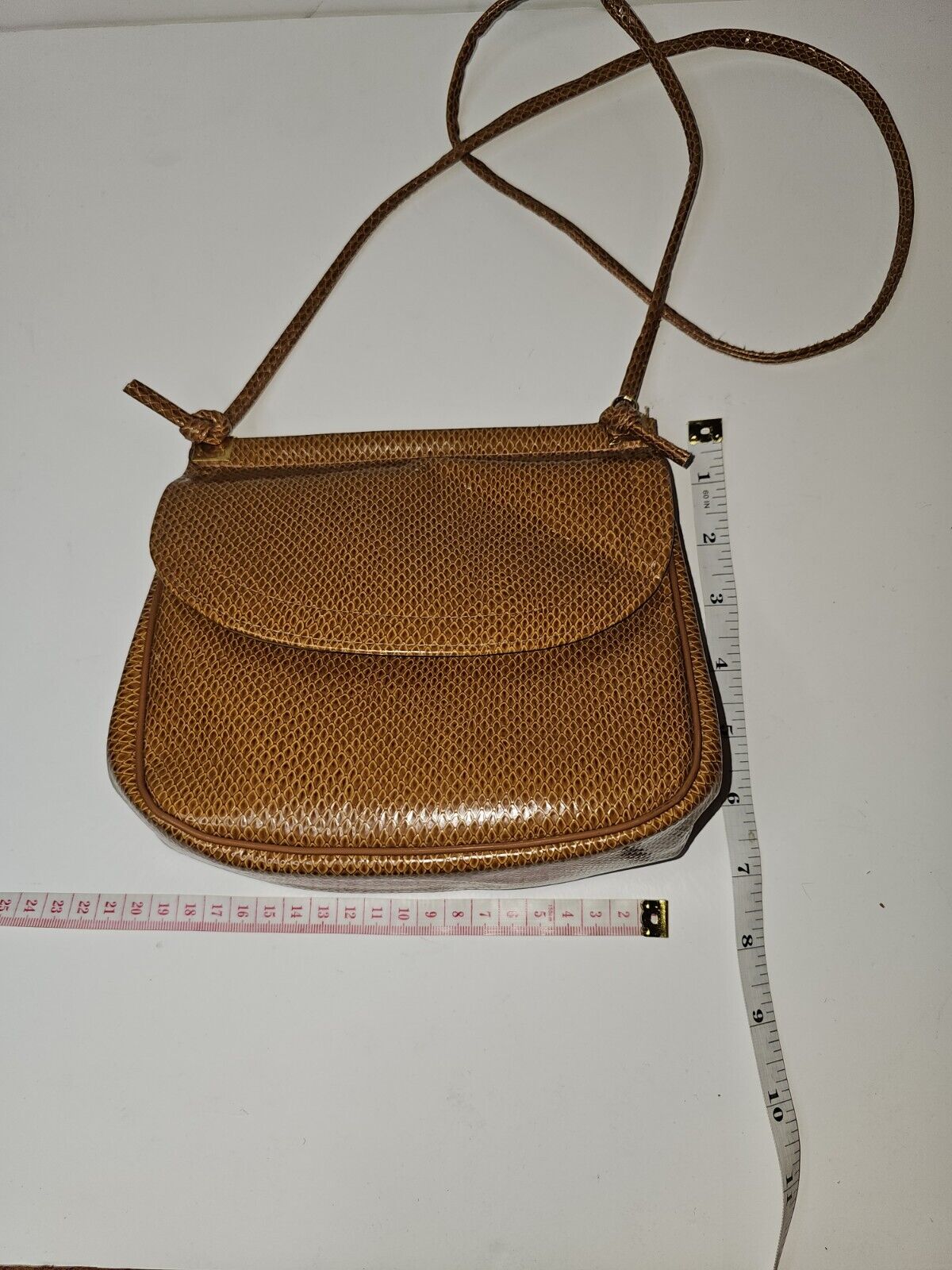 Beautiful Vintage Textured Congac Handbag - image 6