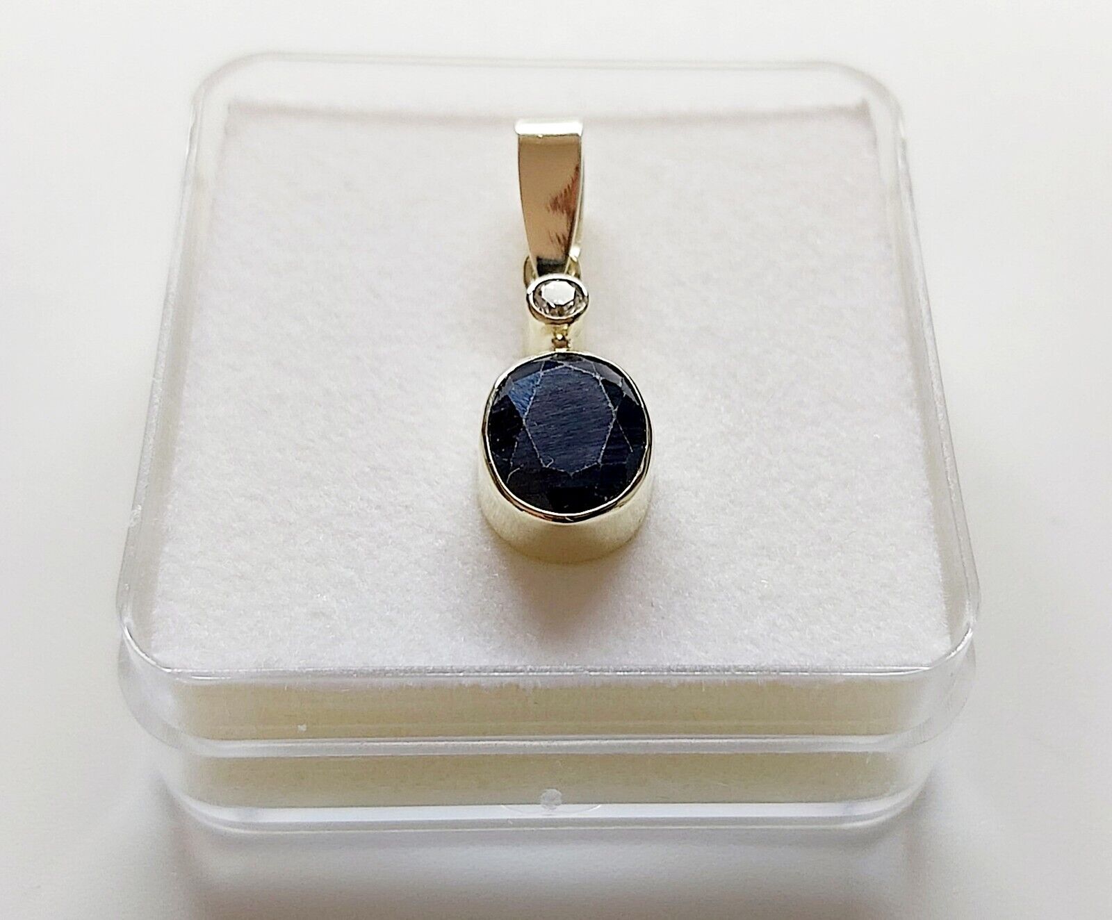 Solid 14K Yellow Gold Natural Dark Blue Sapphire … - image 6