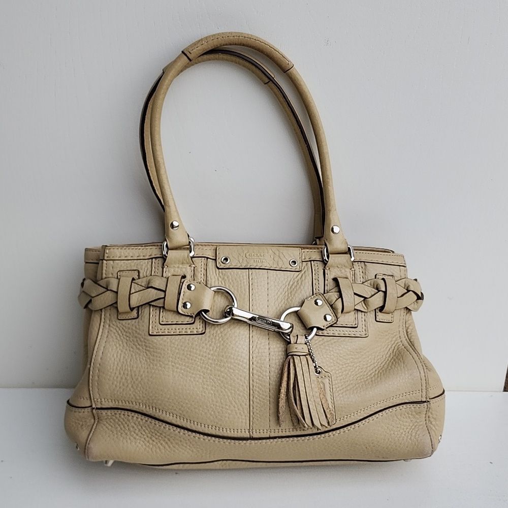 COACH Hampton Cream Leather Carryall Satchel Tote… - image 3