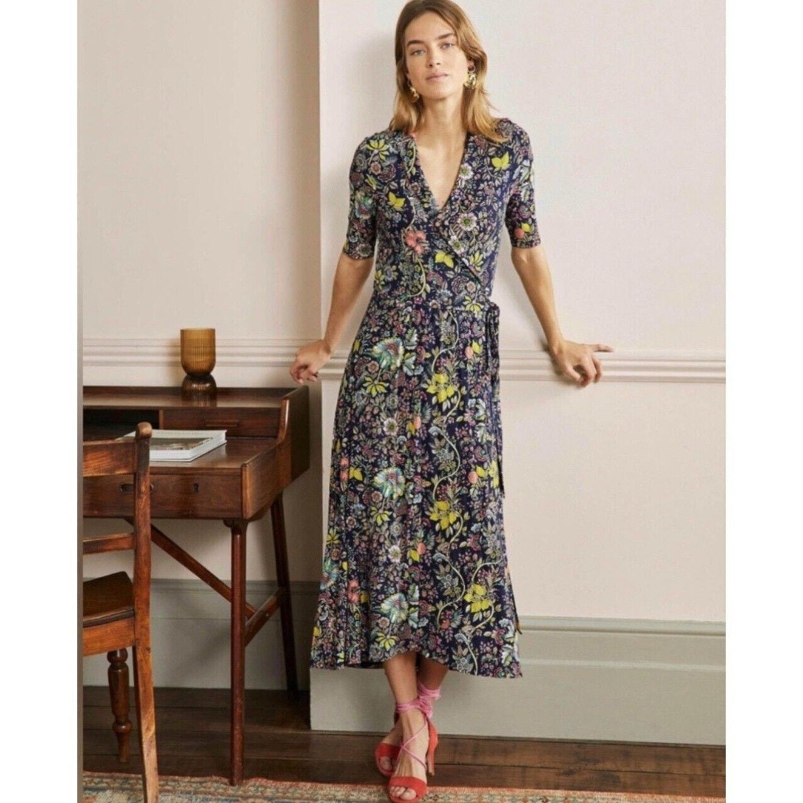 Boden Lavina Floral Print Jersey Knit Wrap Dress … - image 2