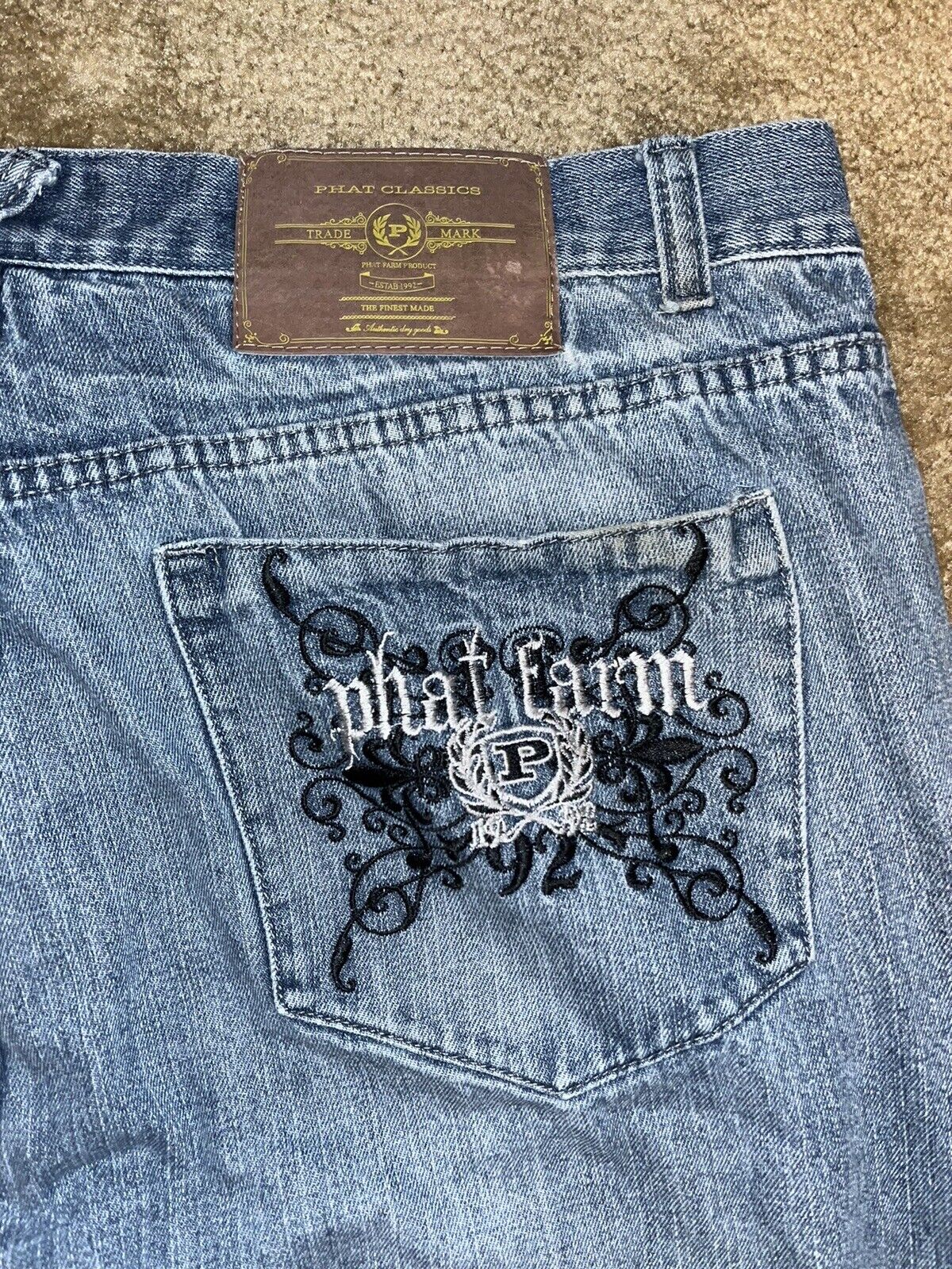 Vintage Y2K 90’s Embroidered Phat Farm Jeans - image 2