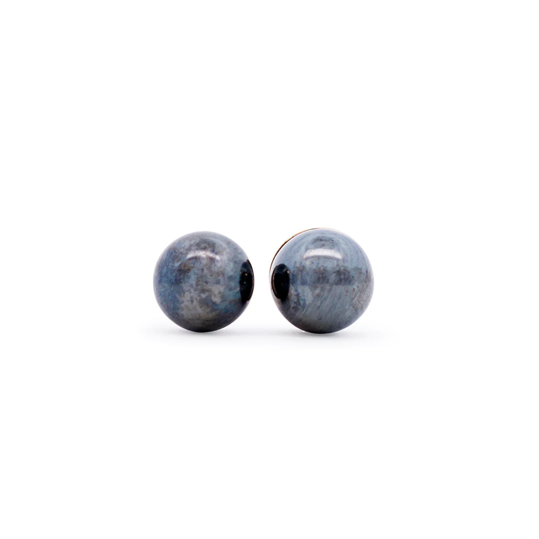 14K Yellow Gold Black Pearls Stud Earrings - image 1