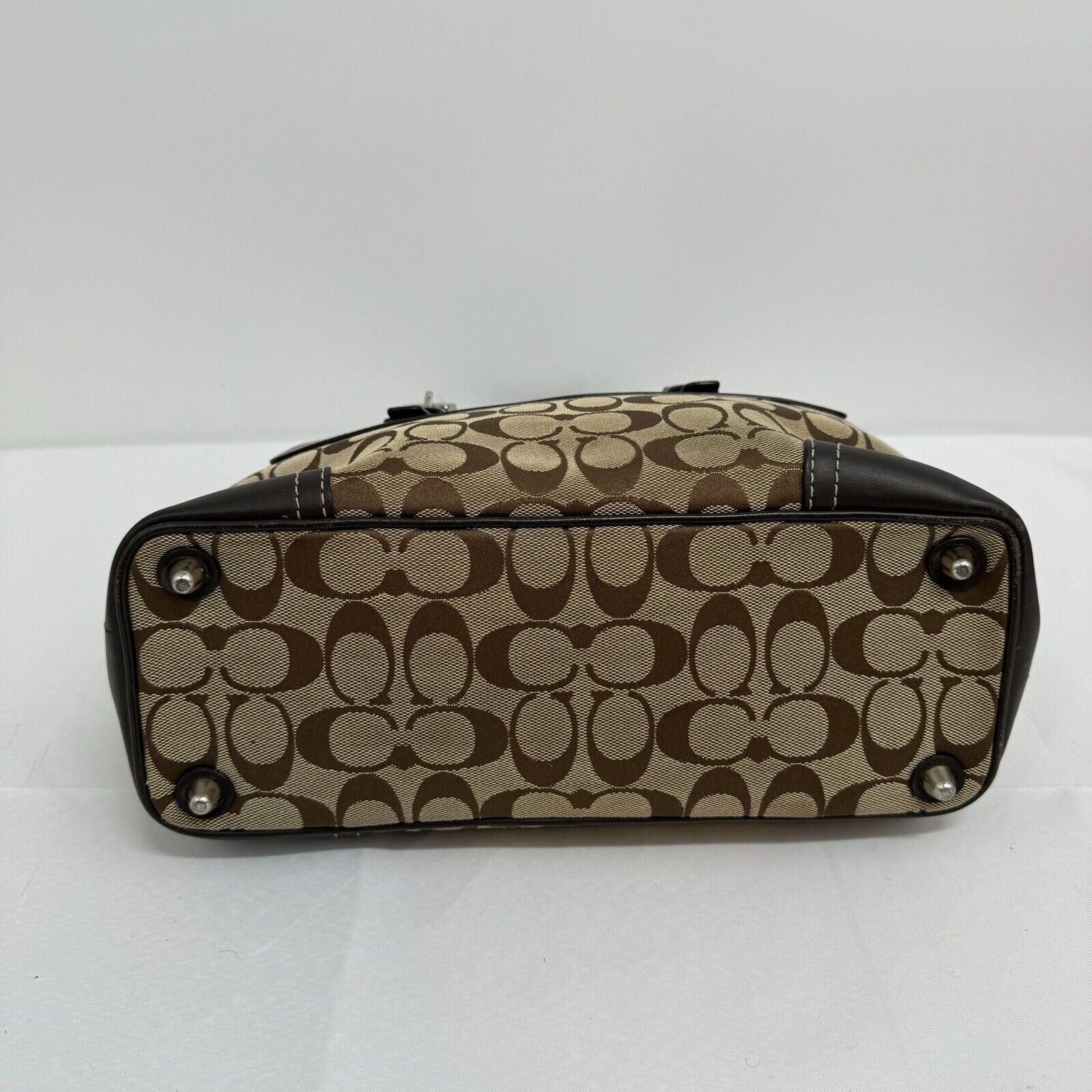 Coach Hampton Brown Khaki Signature Jacquard Leat… - image 5