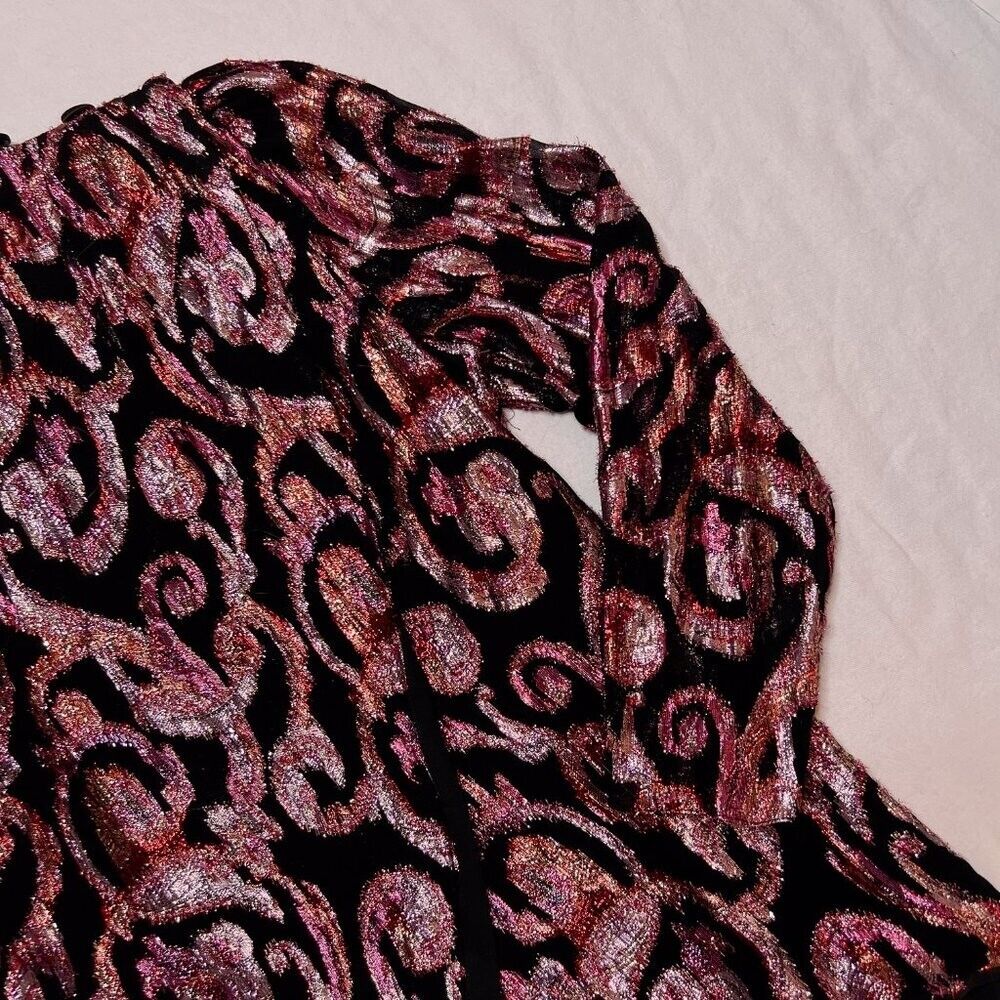 Patra Vintage 1980s Metallic Paisley Wrap Blouse … - image 10