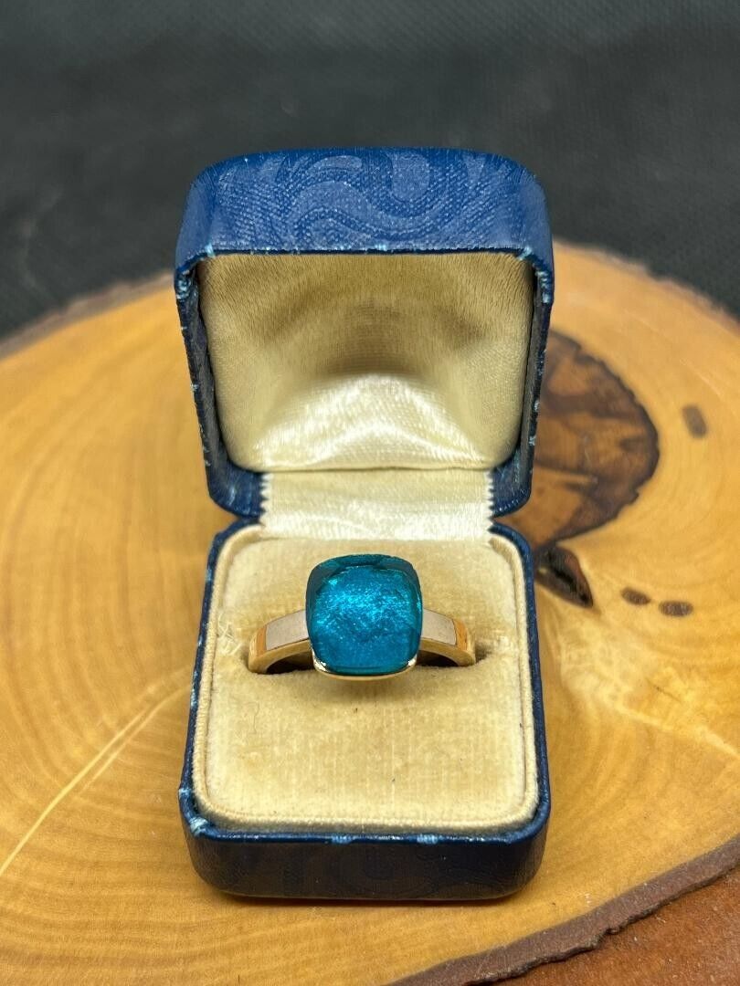 Sterling Silver Blue Gem Ring Size 7 - image 1