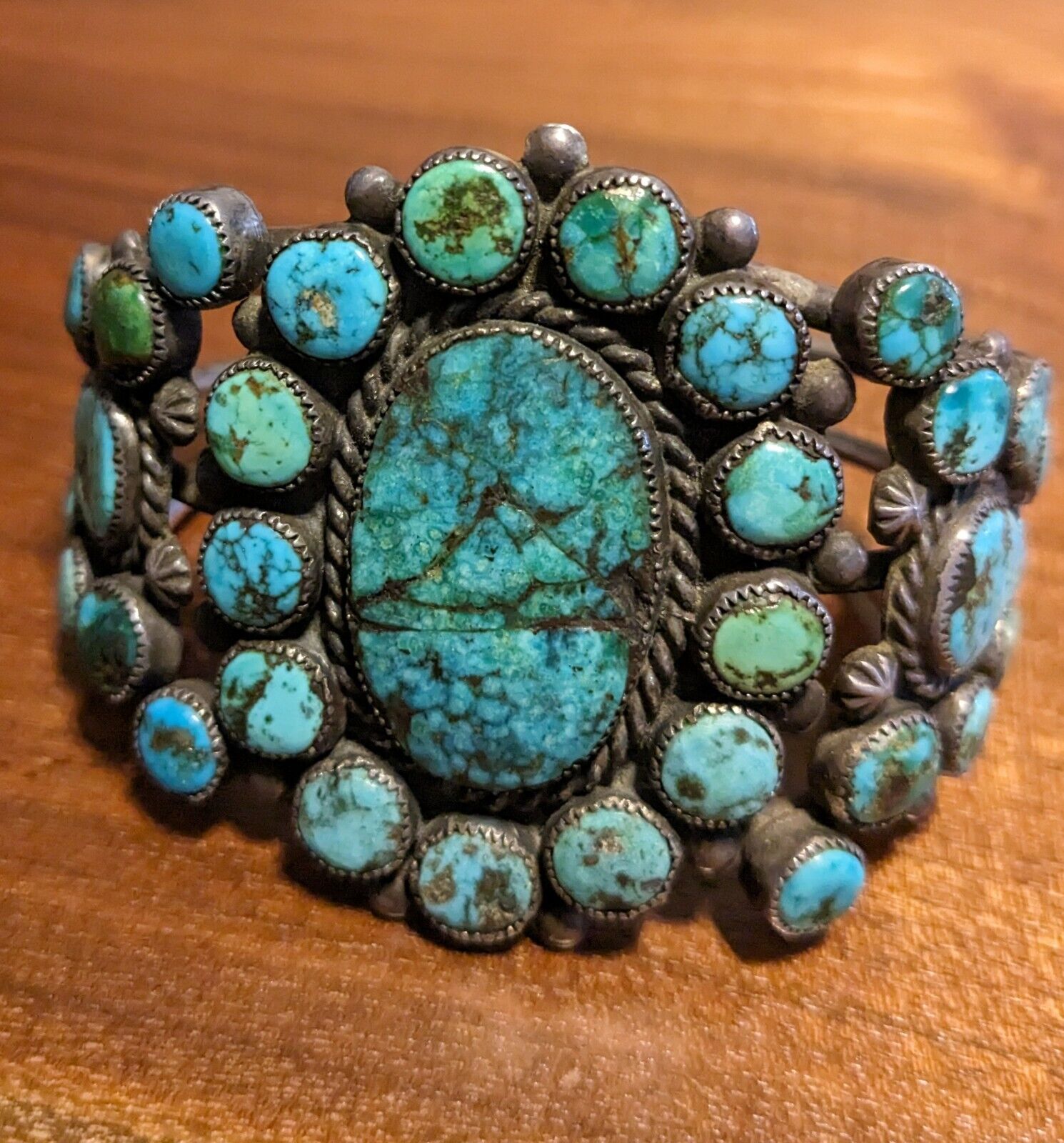 Vintage Native American Navajo Turquoise Cluster … - image 12