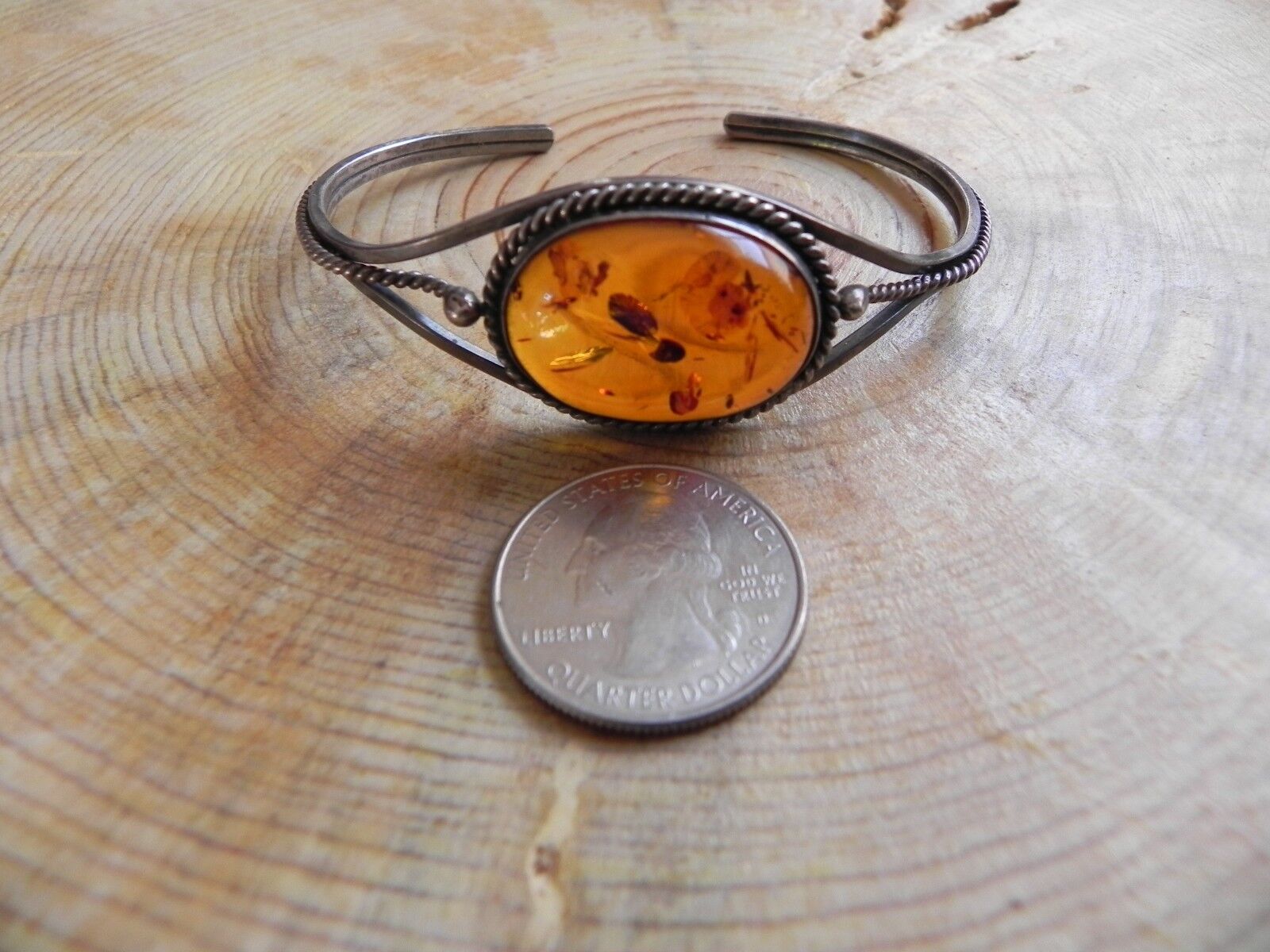 Amber & Sterling Silver .925 Cuff Bracelet - image 4