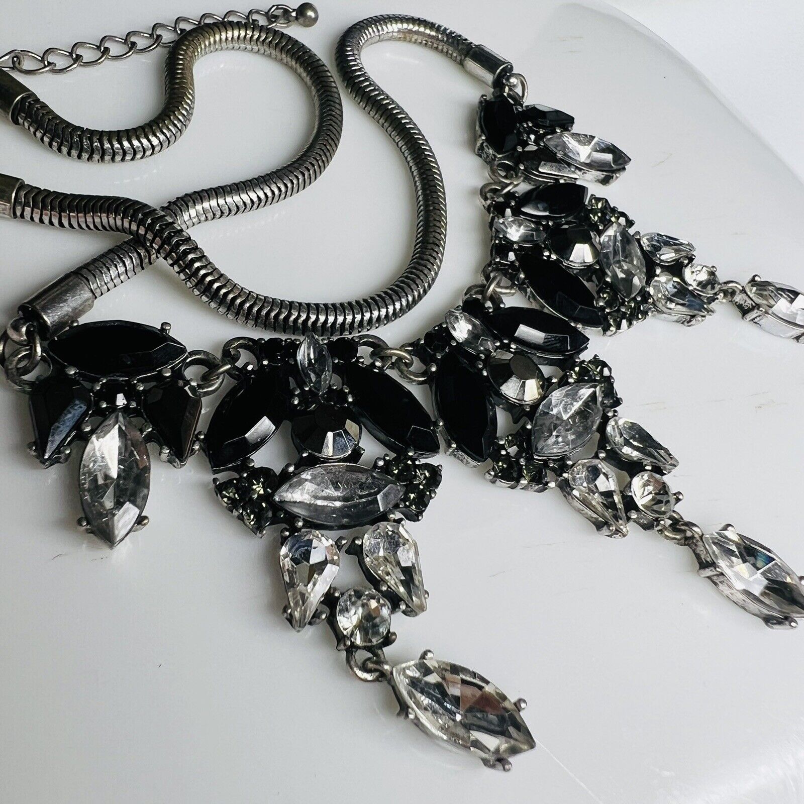 Vintage Statement Clear Black Sparkling Rhineston… - image 11