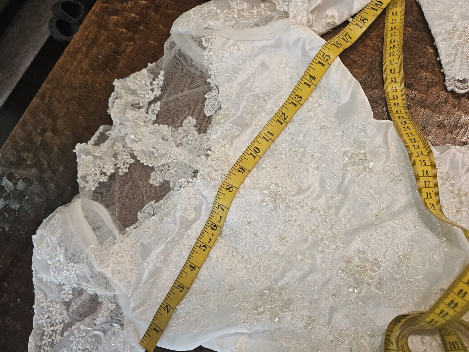 Vintage Sheer Beaded Lace Victorian Wedding Dress… - image 12