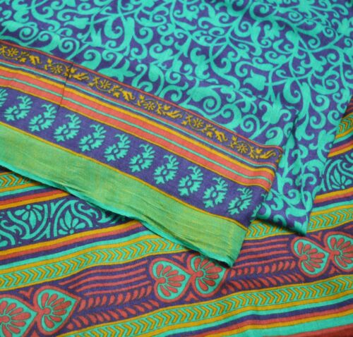 Vintage Blue & Green Heavy Saree Pure Woolen Wove… - image 1