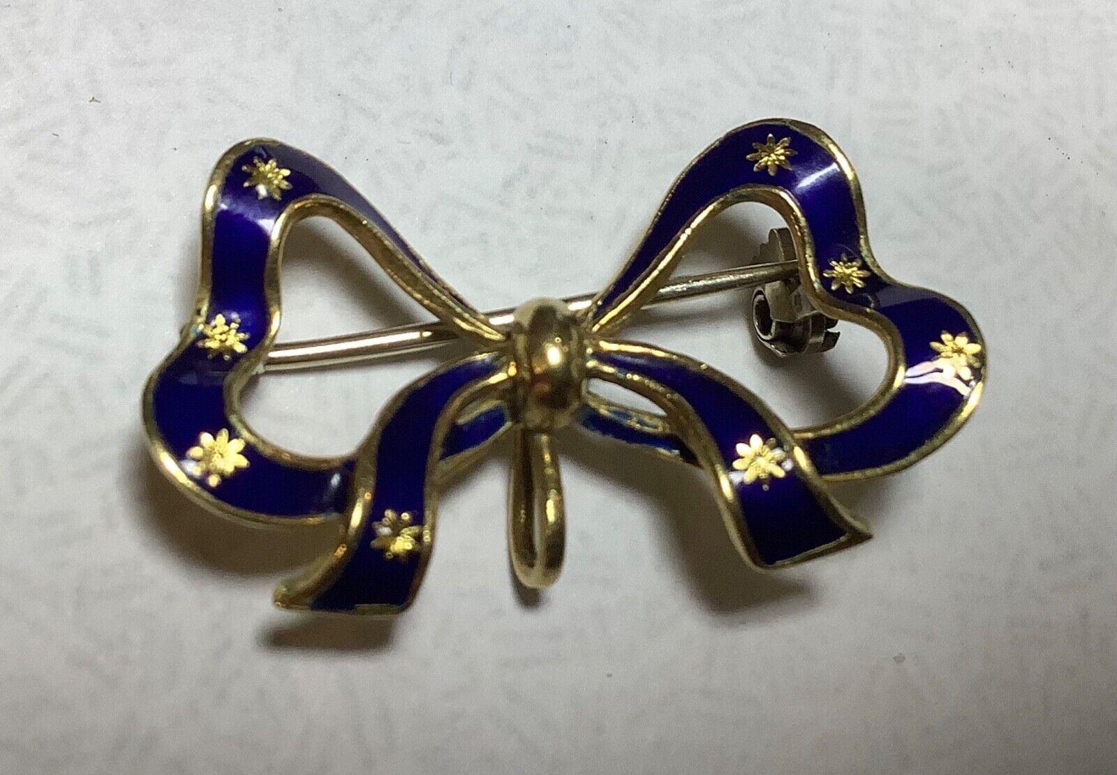 Antique Italian 18K Gold & Blue Enamel Brooch / W… - image 1